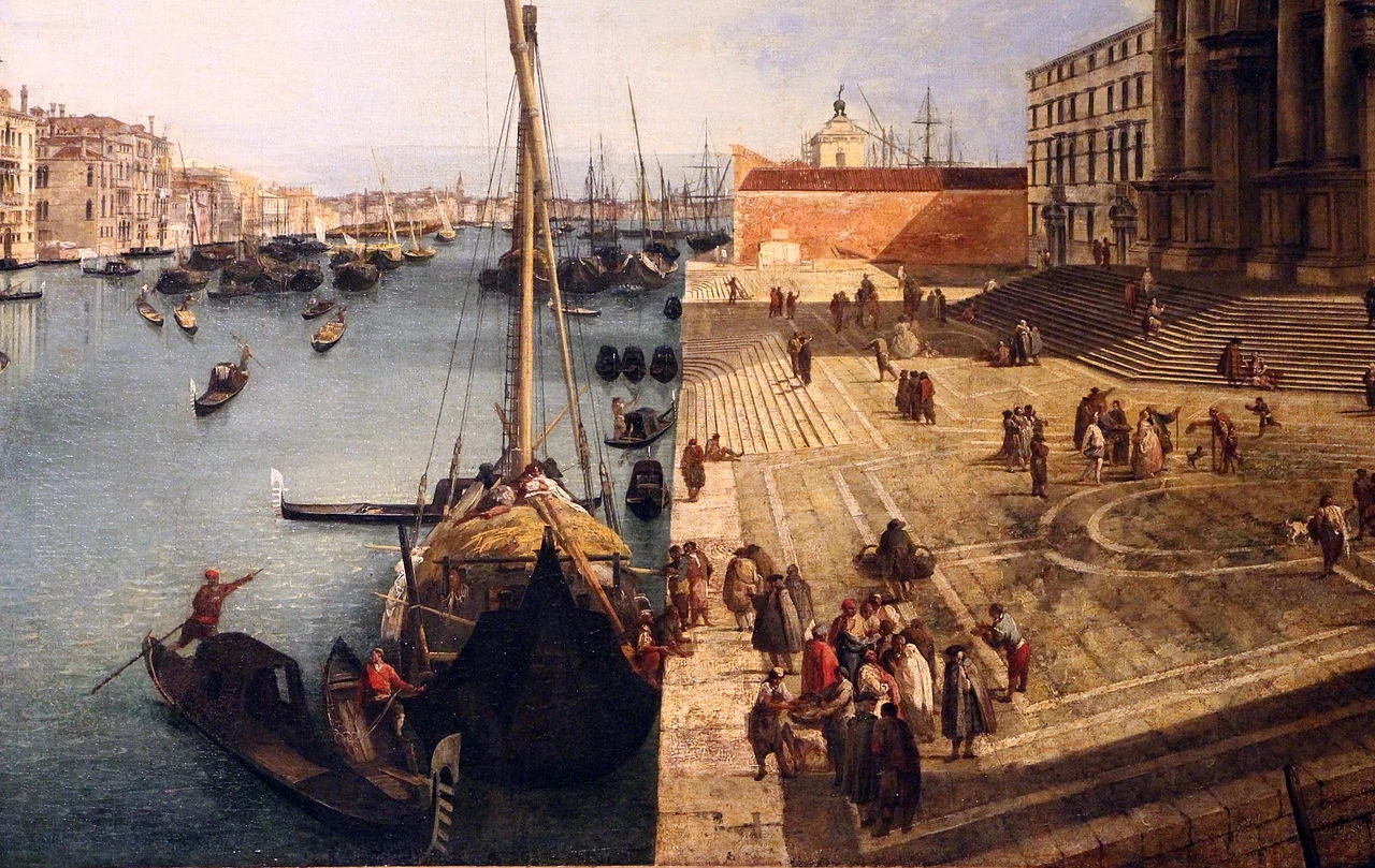Ingresso del canal grande con la chiesa della salute a venezia - dettaglio